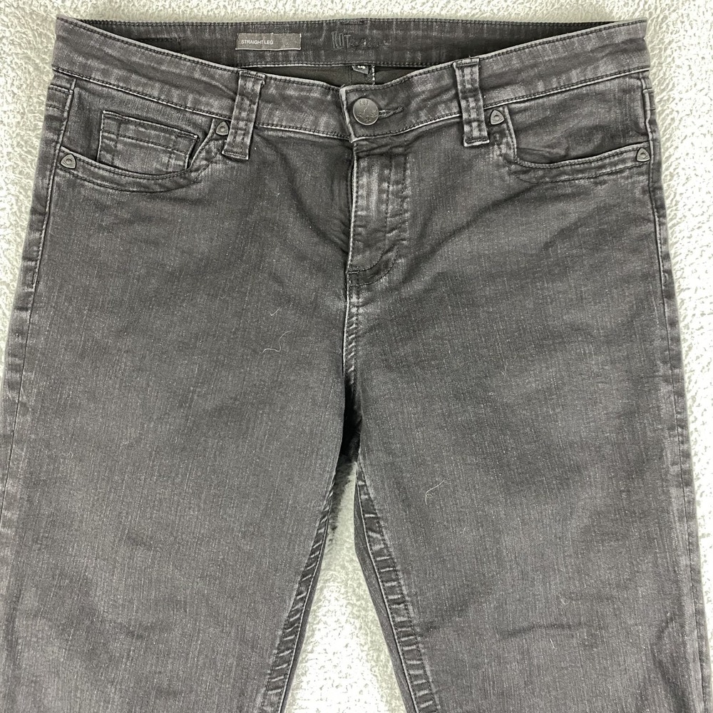 Kut From The Kloth Jeans Womens 14 Black Straight Mid Rise Dark Wash Denim Pants